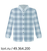 Checkered Grey Shirt Flat Style Vector Illustration. Checkered grey shirt with long sleeve icon. Man s everyday clothing, classic country style vector illustration isolated on white background. For clothing store ad, wear concept, app button, web design. Стоковая иллюстрация, агентство Ingram Publishing / Фотобанк Лори