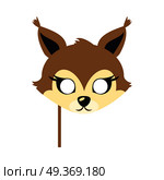 Squirrel Animal Carnival Mask. Brown Fluffy Bun.. Squirrel animal carnival mask vector illustration in flat style. Brown fluffy bun. Funny childish masquerade mask isolated on white. New Year masque for festivals, holiday dress code for kids. Стоковая иллюстрация, агентство Ingram Publishing / Фотобанк Лори