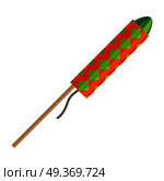 Rocket pyrotechnic firework made out of paper tube packed with gunpowder, propels itself into air in order to fly. Vector in cartoon style red exploding rocket with golden stars isolated on white. Rocket Pyrotechnic Firework Made out of Paper Tube. Стоковая иллюстрация, агентство Ingram Publishing / Фотобанк Лори