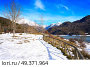 Bubal reservoir in Alto Gallego river in Tena Valley of Pyrenees of Huesca in Spain. Стоковое фото, агентство Ingram Publishing / Фотобанк Лори