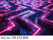 A vibrant neon circuit maze pulsing with energy, Стоковое AI-изображение, AI-художник Anastasy Yarmolovich / Фотобанк Лори