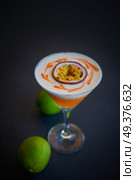 Mango cocktail with lemon and passion fruit maracuya. Стоковое фото, агентство Ingram Publishing / Фотобанк Лори