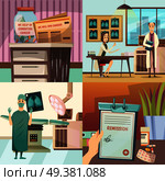 Defeat cancer 4 orthogonal medical icons concept with oncological surgery operation table lights and laboratory isolated vector illustration. Defeat Cancer 4 Orthogonal Icons. Стоковая иллюстрация, агентство Ingram Publishing / Фотобанк Лори