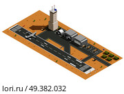 Military air force base army facilities with hangars  helicopters vehicles and landing aircraft isometric composition vector illustration . Military Air Base Isometric Composition. Стоковая иллюстрация, агентство Ingram Publishing / Фотобанк Лори