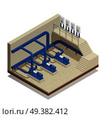 Water purification and cleaning facility element isometric composition with treatment plant pump system equipment vector illustration . Water Cleaning System Isometric Composition. Стоковая иллюстрация, агентство Ingram Publishing / Фотобанк Лори