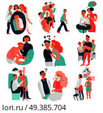 Sociopathy icons set with communication symbols flat isolated vector illustration . Sociopathy Icons Set . Стоковая иллюстрация, агентство Ingram Publishing / Фотобанк Лори