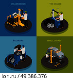 Tire Production 2x2 Design Concept. Стоковая иллюстрация, агентство Ingram Publishing / Фотобанк Лори