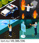 Gangs And Police 2x2 Design Concept. Стоковая иллюстрация, агентство Ingram Publishing / Фотобанк Лори