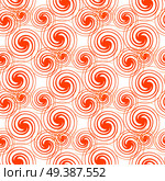Seamless pattern with orange swirls isolated on white background. Series of spiral element endless texture. Wallpaper, wrapping paper design vector illustration of modern textile fabric background. Seamless Pattern Orange Swirls Isolated on White. Стоковая иллюстрация, агентство Ingram Publishing / Фотобанк Лори