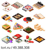 Board games isometric icons set of checkers chess playing cards roulette tennis bingo billiard puzzles vector illustration. Board Games Isometric Icons Set. Стоковая иллюстрация, агентство Ingram Publishing / Фотобанк Лори