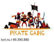Gang Pirates Cartoon Background. Стоковая иллюстрация, агентство Ingram Publishing / Фотобанк Лори