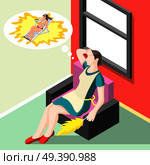 Tortured Housewife Isometric Background. Стоковая иллюстрация, агентство Ingram Publishing / Фотобанк Лори