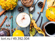 Pumpkin spice latte.Cup with autumn coffee.Coffee drink. Pumpkin spice latte. Стоковое фото, агентство Ingram Publishing / Фотобанк Лори