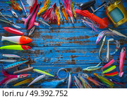 Fishing lures tackle collection for saltwater trolling and spinning angler. Стоковое фото, агентство Ingram Publishing / Фотобанк Лори