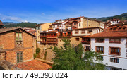 Potes village facades in Cantabria of Spain. Стоковое фото, агентство Ingram Publishing / Фотобанк Лори