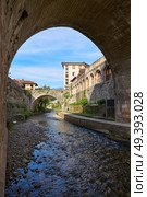 Potes river Quiviesa Deva a Cantabria village of Spain. Стоковое фото, агентство Ingram Publishing / Фотобанк Лори