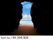 Playa las catedrales Catedrais beach in Ribadeo Galicia of Lugo Spain. Стоковое фото, агентство Ingram Publishing / Фотобанк Лори