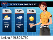 A vector illustration of a TV weather reporter at work. Стоковая иллюстрация, агентство Ingram Publishing / Фотобанк Лори