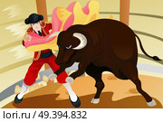 A vector illustration of a matador fighting a bull. Стоковая иллюстрация, агентство Ingram Publishing / Фотобанк Лори