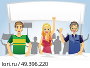 A vector illustration of people protesting in demonstration. Стоковая иллюстрация, агентство Ingram Publishing / Фотобанк Лори