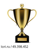 Golden shiny trophy cup for win with cover isolated on white background. Tournament prizes for first place vector illustration. Goblet for contest participation. Award for outstanding achievement.. Golden Winning Trophy Cup Isolated Illustration. Стоковая иллюстрация, агентство Ingram Publishing / Фотобанк Лори