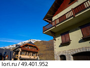 Salardu village in Lerida Catalonia of Spain Pyrenees in Aran Valley. Стоковое фото, агентство Ingram Publishing / Фотобанк Лори