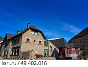 Vielha also Viella village in Lerida Catalonia of Spain Aran Valley in Pyrenees. Стоковое фото, агентство Ingram Publishing / Фотобанк Лори