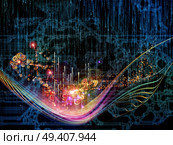 Waves of Technology series. Graphic composition of lights, fractal and technological elements to serve as complimentary backdrop in designs on  science, philosophy, metaphysics and modern technology. Стоковое фото, агентство Ingram Publishing / Фотобанк Лори