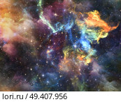 Once Upon a Space series. Graphic composition of fractal clouds to serve as complimentary design for subject of Universe, cosmos, astronomy, science and education. Стоковое фото, агентство Ingram Publishing / Фотобанк Лори