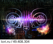 Key Concept series. Composition of human head, key symbol and fractal design elements on the subject of encryption, security, digital communications, science and technology. Стоковое фото, агентство Ingram Publishing / Фотобанк Лори