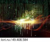 Light of Logic series. Background design of numbers, lights and design elements on the subject of thinking, logic, computers and future technology. Стоковое фото, агентство Ingram Publishing / Фотобанк Лори
