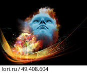 Lucid Dreaming series. Artistic abstraction composed of human face and colorful fractal clouds on the subject of dreams, mind, spirituality, imagination and inner world. Стоковое фото, агентство Ingram Publishing / Фотобанк Лори