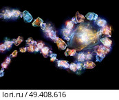 Jewels for Martian Girl series. Graphic composition of colorful organic forms and lights to serve as complimentary backdrop in designs on  jewelry, beauty, art, science, magic and imagination. Стоковое фото, агентство Ingram Publishing / Фотобанк Лори