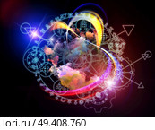 Orbits of Destiny series. Abstract composition of sacred symbols, signs, geometry and designs suitable as element in projects related to astrology, alchemy, magic, witchcraft and fortune telling. Стоковое фото, агентство Ingram Publishing / Фотобанк Лори