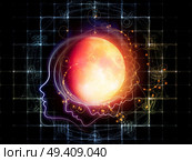 Inner Moon series. Background design of moon, human profile and astrological symbols on the subject of spirit world, dreams, imagination, astrology and the mind. Стоковое фото, агентство Ingram Publishing / Фотобанк Лори