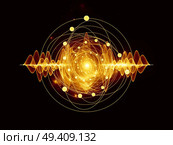 Atomic series. Abstract concept of atom and quantum waves illustrated with fractal elements. Стоковое фото, агентство Ingram Publishing / Фотобанк Лори