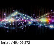 Wave Function series. Composition of colored sine vibrations, light and fractal elements with metaphorical relationship to sound equalizer, music spectrum and  quantum probability. Стоковое фото, агентство Ingram Publishing / Фотобанк Лори