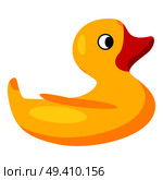 Yellow rubber duck with red beak for children to take bath and have fun isolated vector illustration on white background.. Yellow Rubber Duck for Bath Isolated Illustraton. Стоковая иллюстрация, агентство Ingram Publishing / Фотобанк Лори