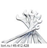 Set of  metalic wrenches isolated on white background. Стоковое фото, агентство Ingram Publishing / Фотобанк Лори