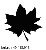Maple leaf black silhouette autumn fallen object vector illustration in realistic design isolated on white. Fall foliage element, dark leafage vector. Maple Leaf Black Silhouette Autumn Fallen Object. Стоковая иллюстрация, агентство Ingram Publishing / Фотобанк Лори