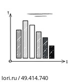 Black and white graphic representing coordinate system with columns which means visualized information on vector illustration isolated on white. Black and White Graphic on Vector Illustration. Стоковая иллюстрация, агентство Ingram Publishing / Фотобанк Лори