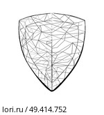 Light sketch geometric shape, of shield in black and white colors, chaotic lines vector hand drawn illustration in flat style. Light Sketch Shaped on Vector Illustration Shield. Стоковая иллюстрация, агентство Ingram Publishing / Фотобанк Лори