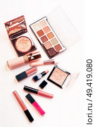 Set of luxury beautiful cosmetics for fashion make up  on white  background. Стоковое фото, агентство Ingram Publishing / Фотобанк Лори