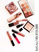 Set of luxury beautiful cosmetics for fashion make up  on white  background. Стоковое фото, агентство Ingram Publishing / Фотобанк Лори