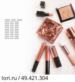 Set of luxury beautiful cosmetics for fashion make up  on white  background. Стоковое фото, агентство Ingram Publishing / Фотобанк Лори