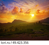 Garbi peak sunset at Calderona Sierra of Valencia at spain. Стоковое фото, агентство Ingram Publishing / Фотобанк Лори