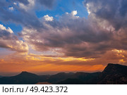 Garbi peak sunset at Calderona Sierra of Valencia at spain. Стоковое фото, агентство Ingram Publishing / Фотобанк Лори