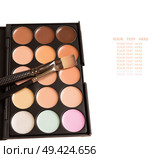 Makeup brush and make-up concealer palette. Стоковое фото, агентство Ingram Publishing / Фотобанк Лори