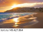 Arenal Bol beach in Calpe also Calp in Alicante of spain at Costa Blanca Arenal-Bol. Стоковое фото, агентство Ingram Publishing / Фотобанк Лори