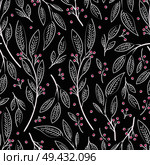 Seamless pattern design with hand drawn flowers and floral elements, vector illustration. Стоковая иллюстрация, агентство Ingram Publishing / Фотобанк Лори
